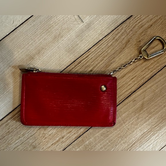Louis Vuitton Accessories - Louis Vuitton Authentic Red Epi Leather Change Purse with Key Ring